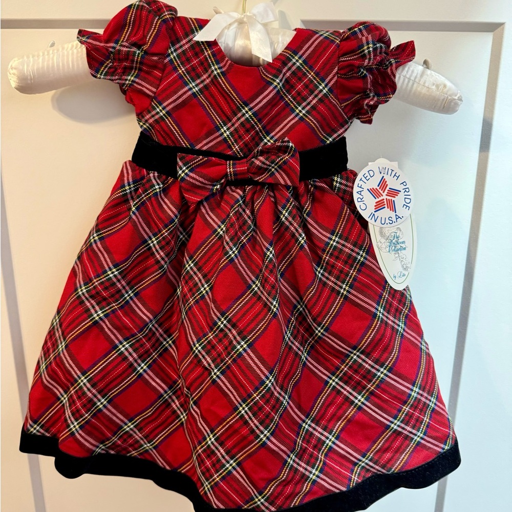 Plaid Red Dress with Black Accents